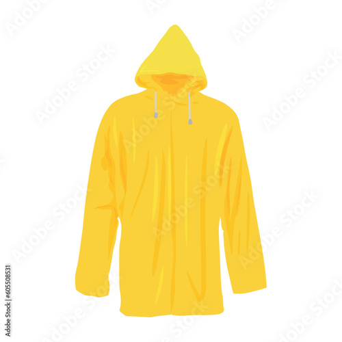 Yellow raincoat on white background