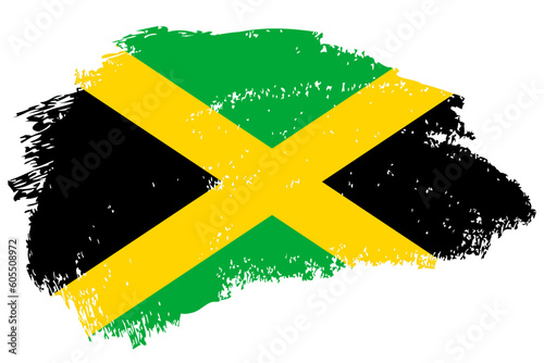 Jamaica brush stroke flag vector background. Hand drawn grunge style Jamaican isolated banner