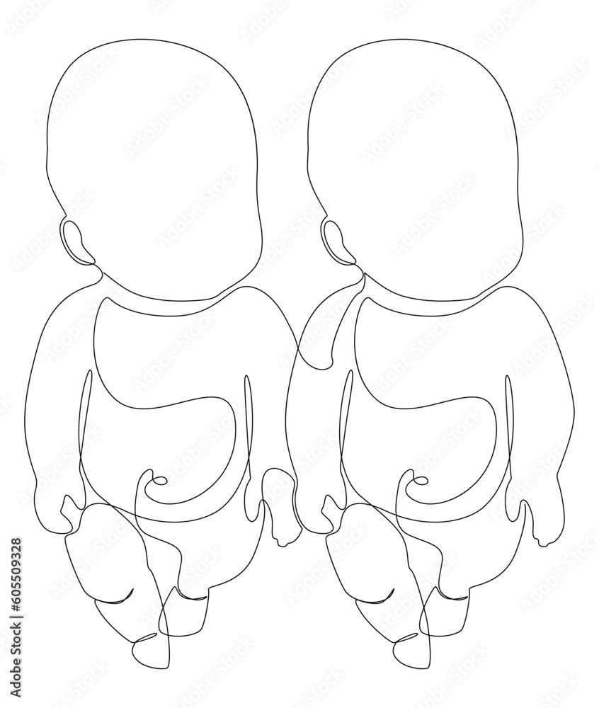 One continuous line of multiple babies. Thin Line Illustration vector baby concept. Contour Drawing Creative ideas. One continuous line of multiple babies. Thin Line Illustration vector baby concept. Contour Drawing Creative ideas.