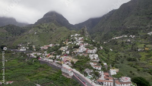 Panoramic drone view of Hermigua in Santa Cruz de Tenerife near the Roques Pedro y Petra photo