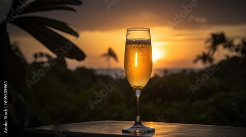 Beer at sunset in a close-up shot  macro shot -  made with Generative AI tools