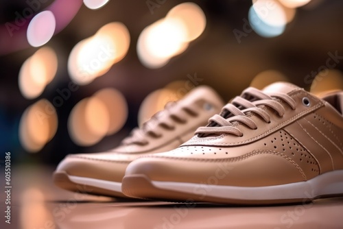 Sneakers at a shoe store in a close-up shot, macro shot -  made with Generative AI tools