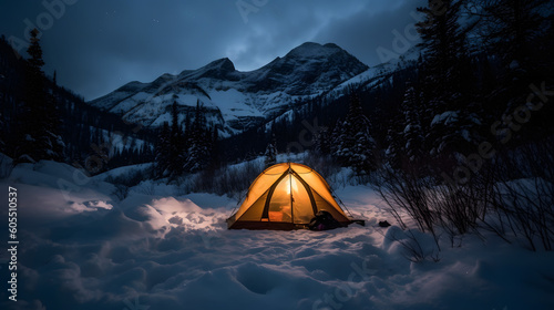 冬山でのキャンプの魅力 No.016 | The Enchanting Experience of Winter Camping in the Mountains Generative AI