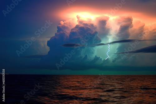 long expsoure of a storm with high clouds over the ocean © QuantumVisions