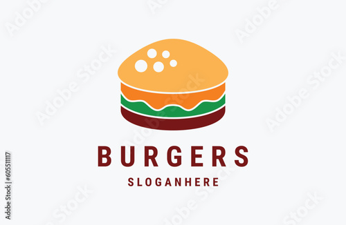 Burger Logo Template. Hamburger Vector Design. Fast Food Illustration