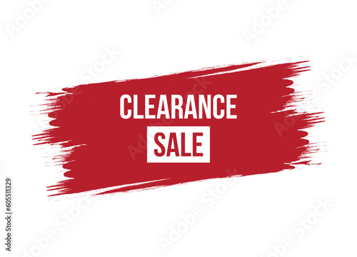 Brush style clearance sale red vector banner illustration isolated on white background