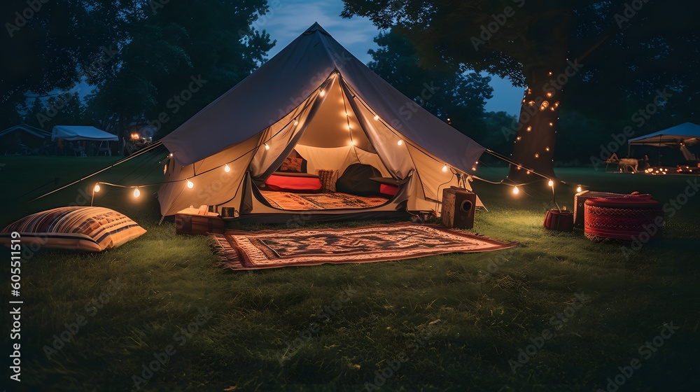 緑豊かな芝生でのキャンプの喜び No.019 | The Joy of Camping on a Lush Green Lawn Generative AI 緑豊かな芝生でのキャンプの喜び No.019 | The Joy of Camping on a Lush Green Lawn Generative AI