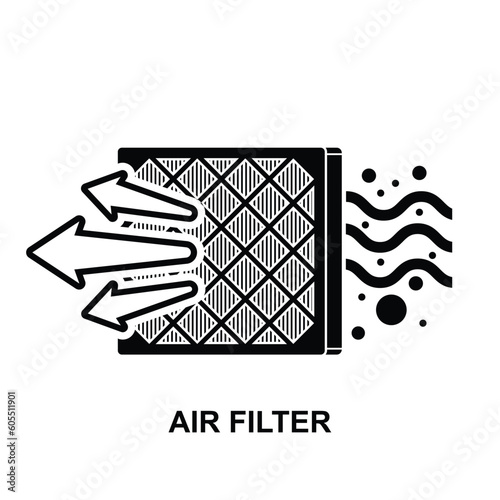 Air filter icon. Air flow filter icon. Air filtration purification isolated on background vector illustration.