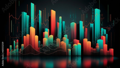 Vibrant Stock Market Visuals. Dynamic News Thumbnail, 4K Resolution, Bold Graphs, Dynamic Charts photo