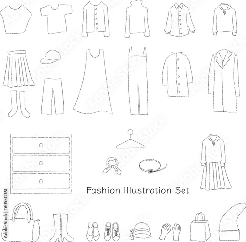 ファッションイラストのセット5　線画