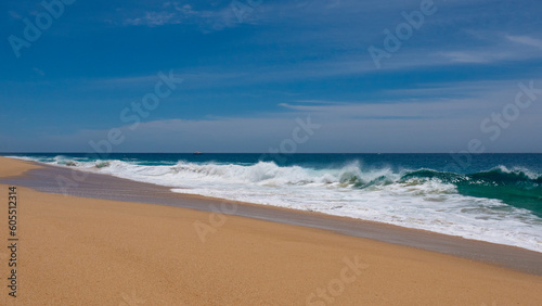 mediterranean summer seascape vacation. summer seascape with sand and sea.