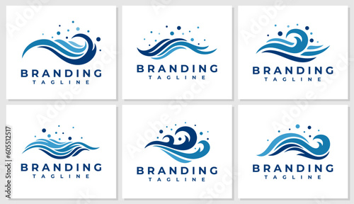 Luxury abstract sea wave logo design bundle