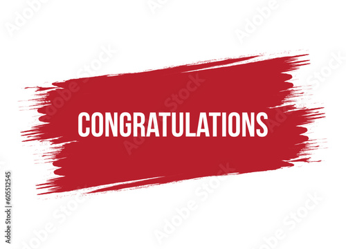 Brush style congratulations red vector banner illustration isolated on white background