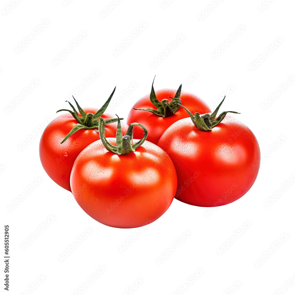 A group of tomatoes isolated on transparent background. Created with Generative AI Technology A group of tomatoes isolated on transparent background. Created with Generative AI Technology