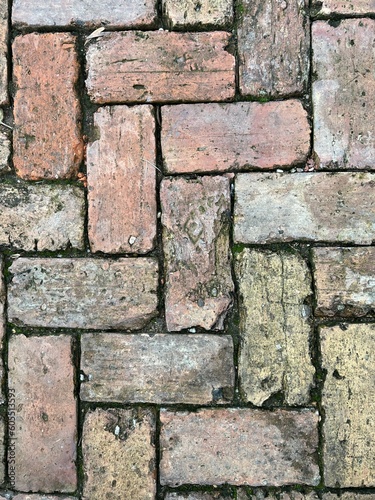 pathway made of old worn bricks