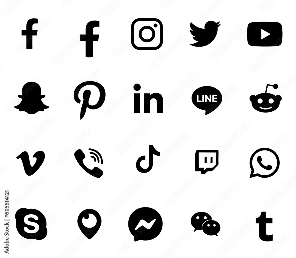 black & white social media or social network flat style vector icon for ...