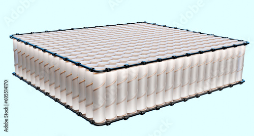 Fototapeta Naklejka Na Ścianę i Meble -  pocket springs for structure mattress isolated on blue background. 3d render illustration, clipping path