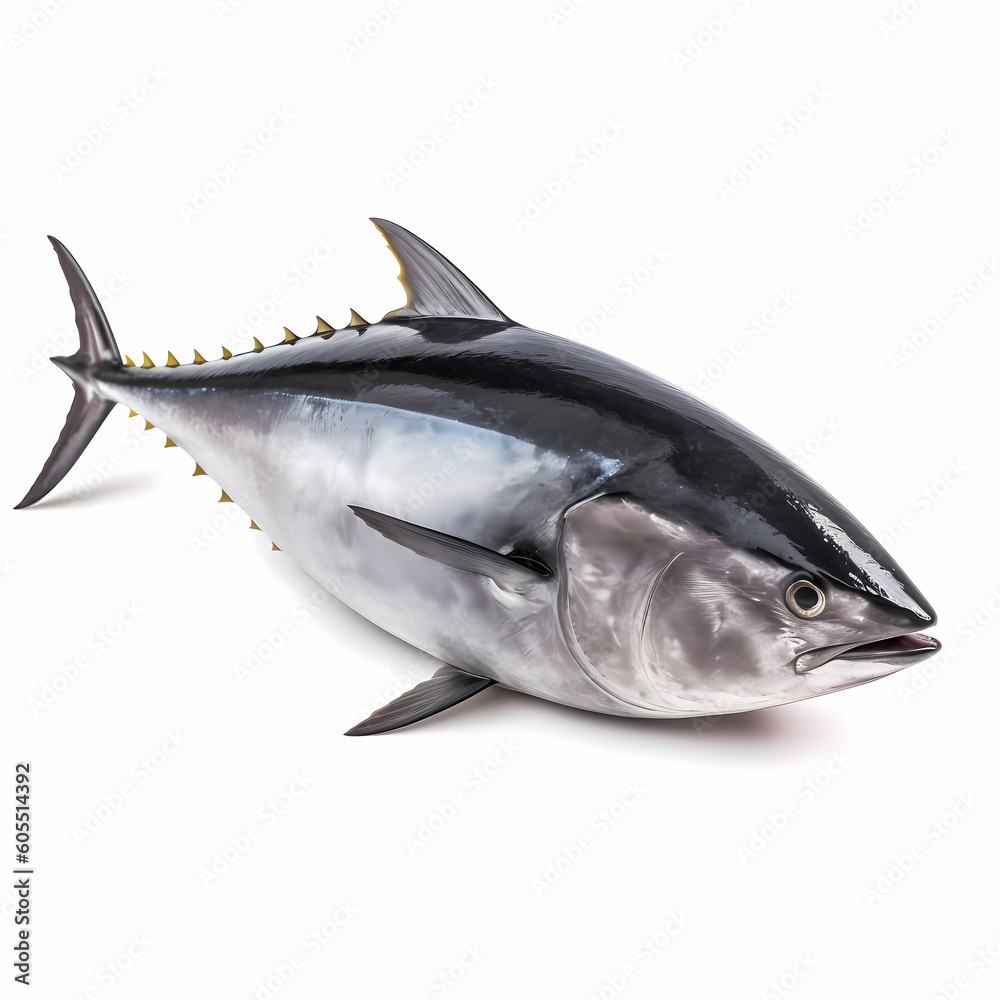 Blue Fin Tuna Isolated White Illustration