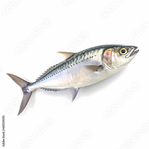 Full Body Mackerel On White Background Illustration