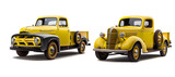 yellow vintage pickup truck for decoration on a transparent background (PNG). Generative AI