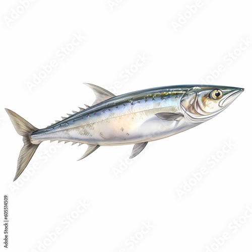 Full Body Mackerel On White Background Illustration