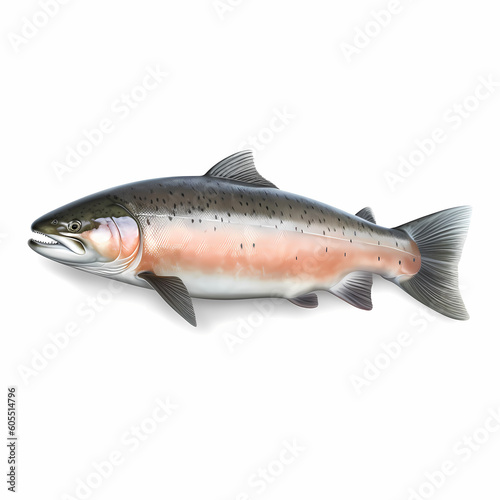 Full Body Salmon On White Background Illustration