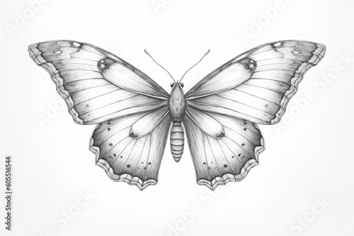 Pencil sketch drawing of a butterfly - Generative AI 
