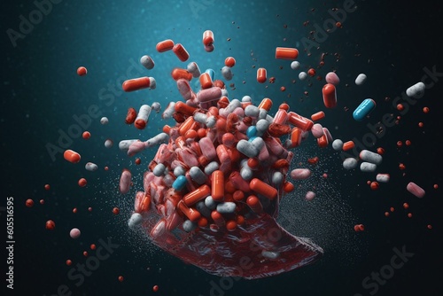 Illustration of cancer-fighting drug iobenguane i-131. Generative AI
