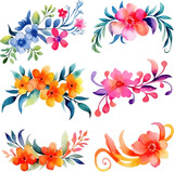 colorful watercolor floral ribbon