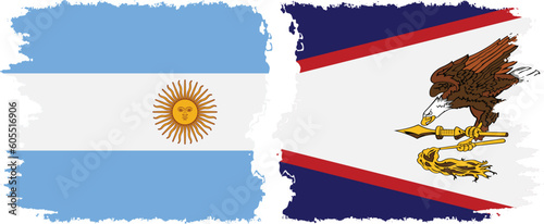 American Samoa and Argentina grunge flags connection vector