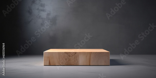 Fototapeta Naklejka Na Ścianę i Meble -  wood square pedestal, concrete background for product display, showcase