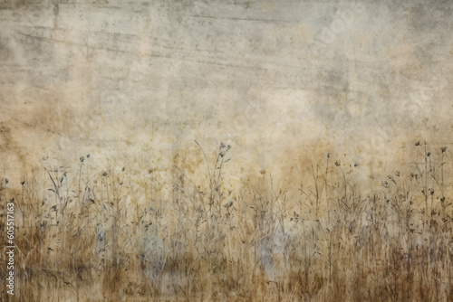 abstract vintage prairie field art illustration, grunge neutral colors