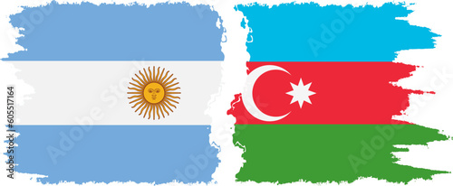 Azerbaijan and Argentina grunge flags connection vector