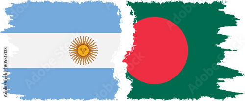 Bangladesh and Argentina grunge flags connection vector