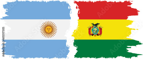 Bolivia and Argentina grunge flags connection vector