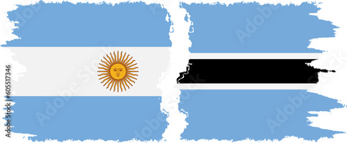 Botswana and Argentina grunge flags connection vector
