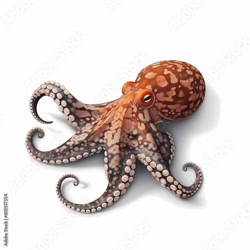 Realistic Illustration Of Octopus On White Background
