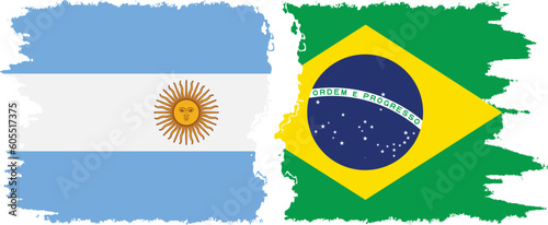 Brazil and Argentina grunge flags connection vector