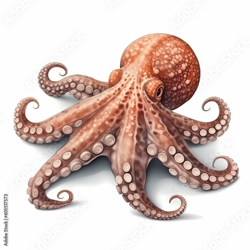 Realistic Illustration Of Octopus On White Background