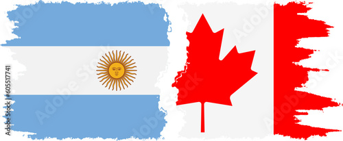 Canada and Argentina grunge flags connection vector
