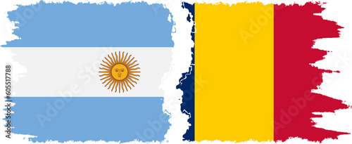 Chad and Argentina grunge flags connection vector