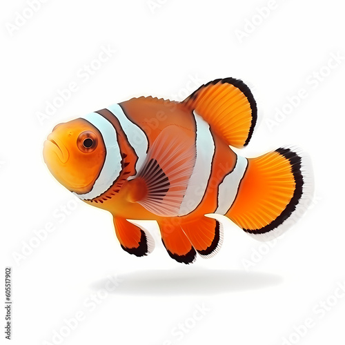 Clown Fish On A White Background Illustration