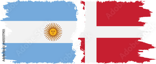 Denmark and Argentina grunge flags connection vector
