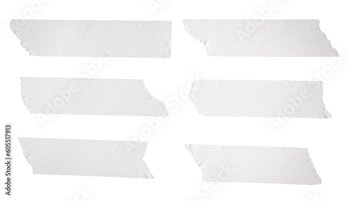 Set of horizontal masking or sticky tape, top view, isolated. Transparent background.