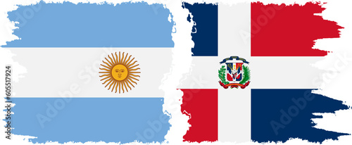 Dominican Republic and Argentina grunge flags connection vector