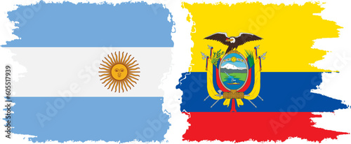 Ecuador and Argentina grunge flags connection vector
