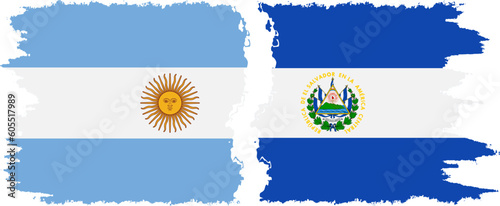 El Salvador and Argentina grunge flags connection vector