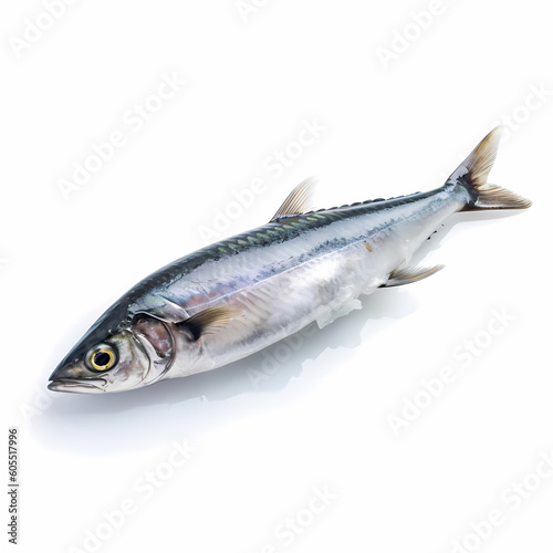 Detail Illustration Of One Mackerel Isolated White