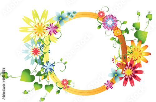 Colorful wild flower background with frame
