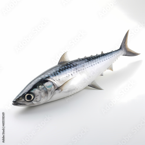 Detail Illustration Of One Mackerel Isolated White